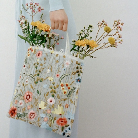 Zara Handbags - NWT Zara tulle embroidery tote bag